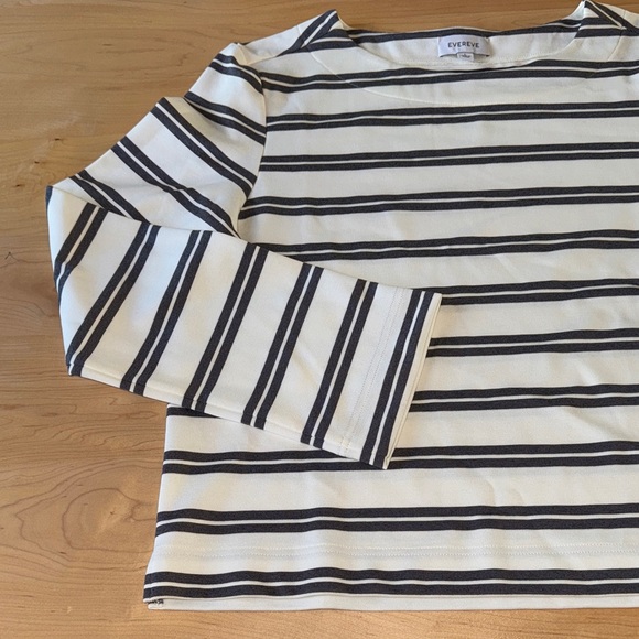 Evereve Ariel Mariner Charcoal and White Striped Long Sleeve Tee NWOT - Picture 8 of 14